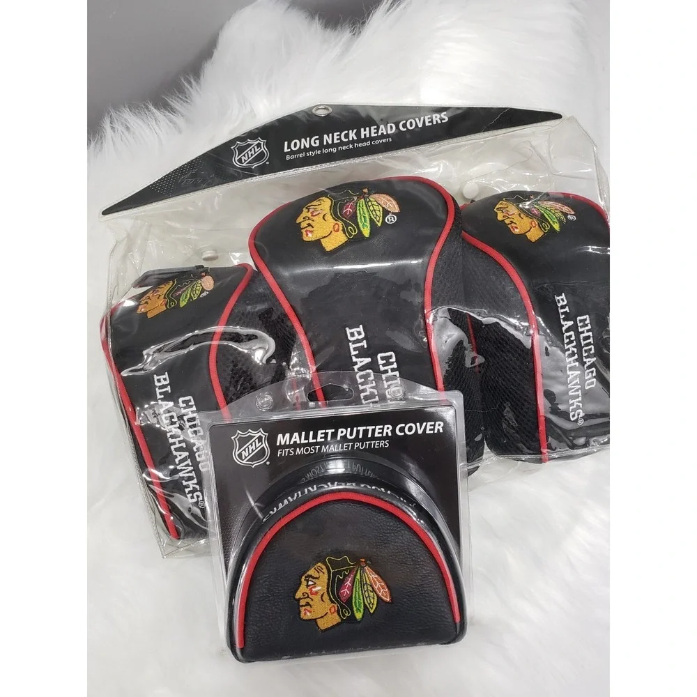 Lot 4 NHL Chicago Blackhawks Hockey Golf Fairway Driver Putter Head Covers
